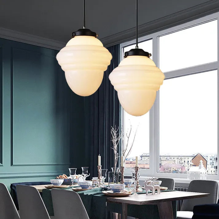 LumaVint Retro Geometric Milk Glass Pendant Light Fixture | Senket