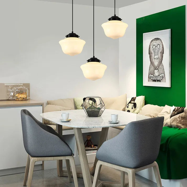 LumaVint Retro Geometric Milk Glass Pendant Light Fixture | Senket