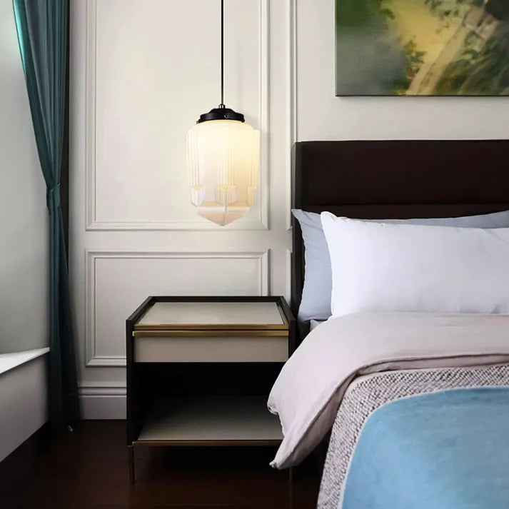 LumaVint Retro Geometric Milk Glass Pendant Light Fixture | Senket