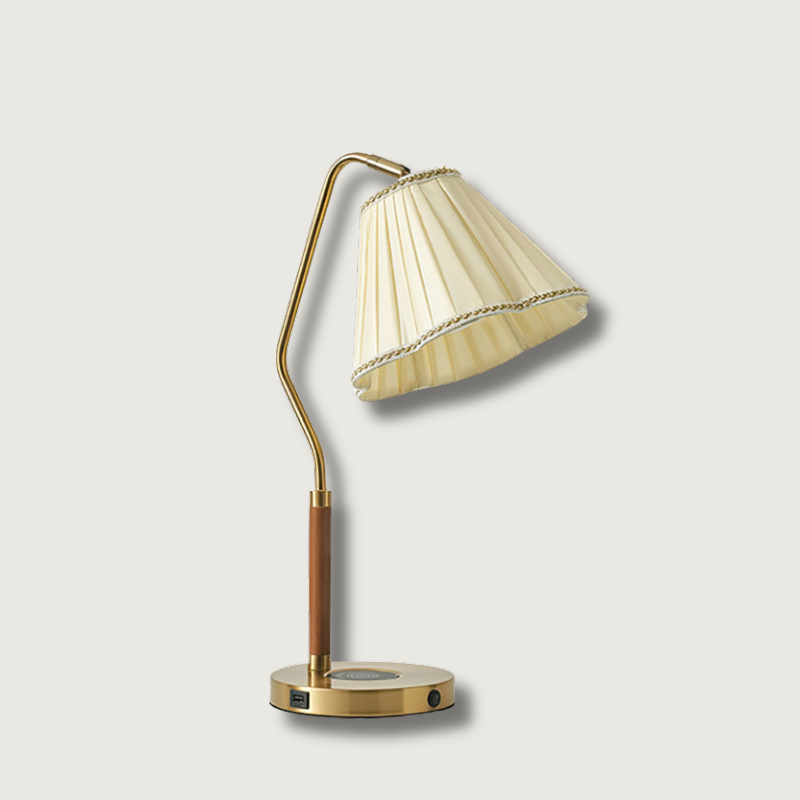 Bellora Luxe Fabric Table Lamp With Gold Base, Linen Shade | Senket
