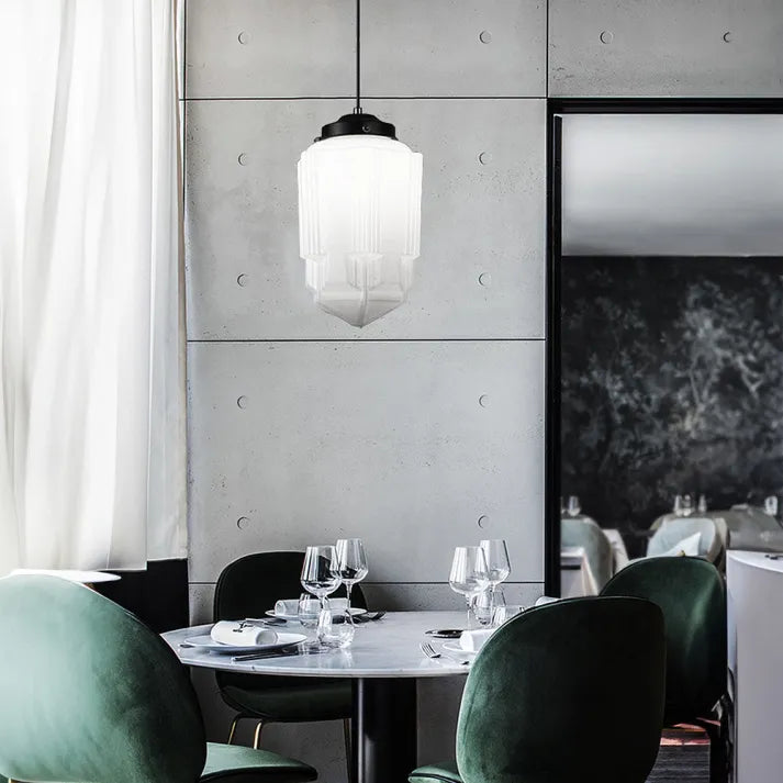 LumaVint Retro Geometric Milk Glass Pendant Light Fixture | Senket