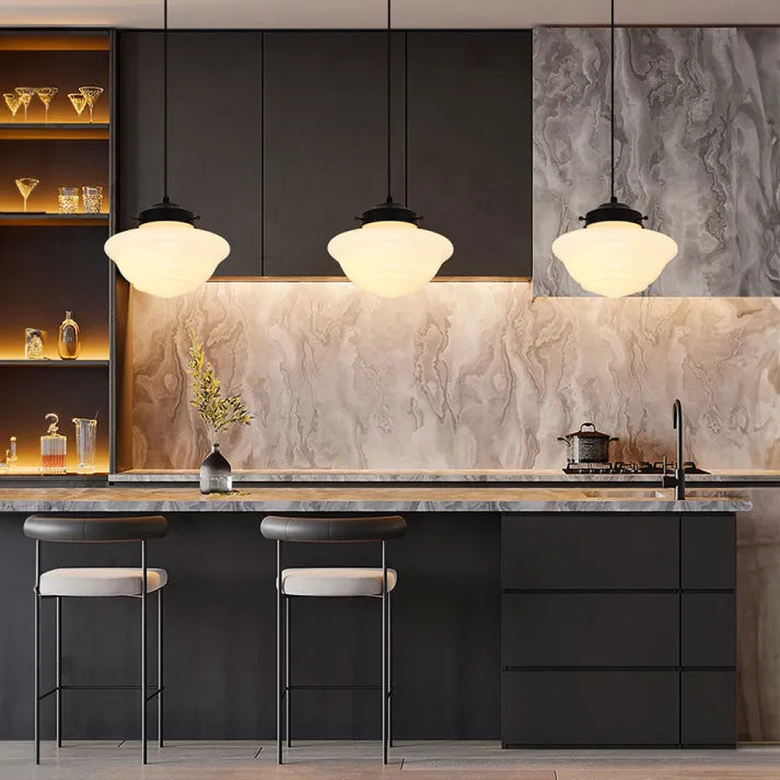 LumaVint Retro Geometric Milk Glass Pendant Light Fixture | Senket