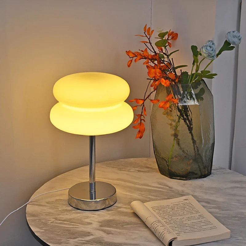 Luminelle | Sleek Sandblasted Glass Table Lamp For Bedroom | Senket