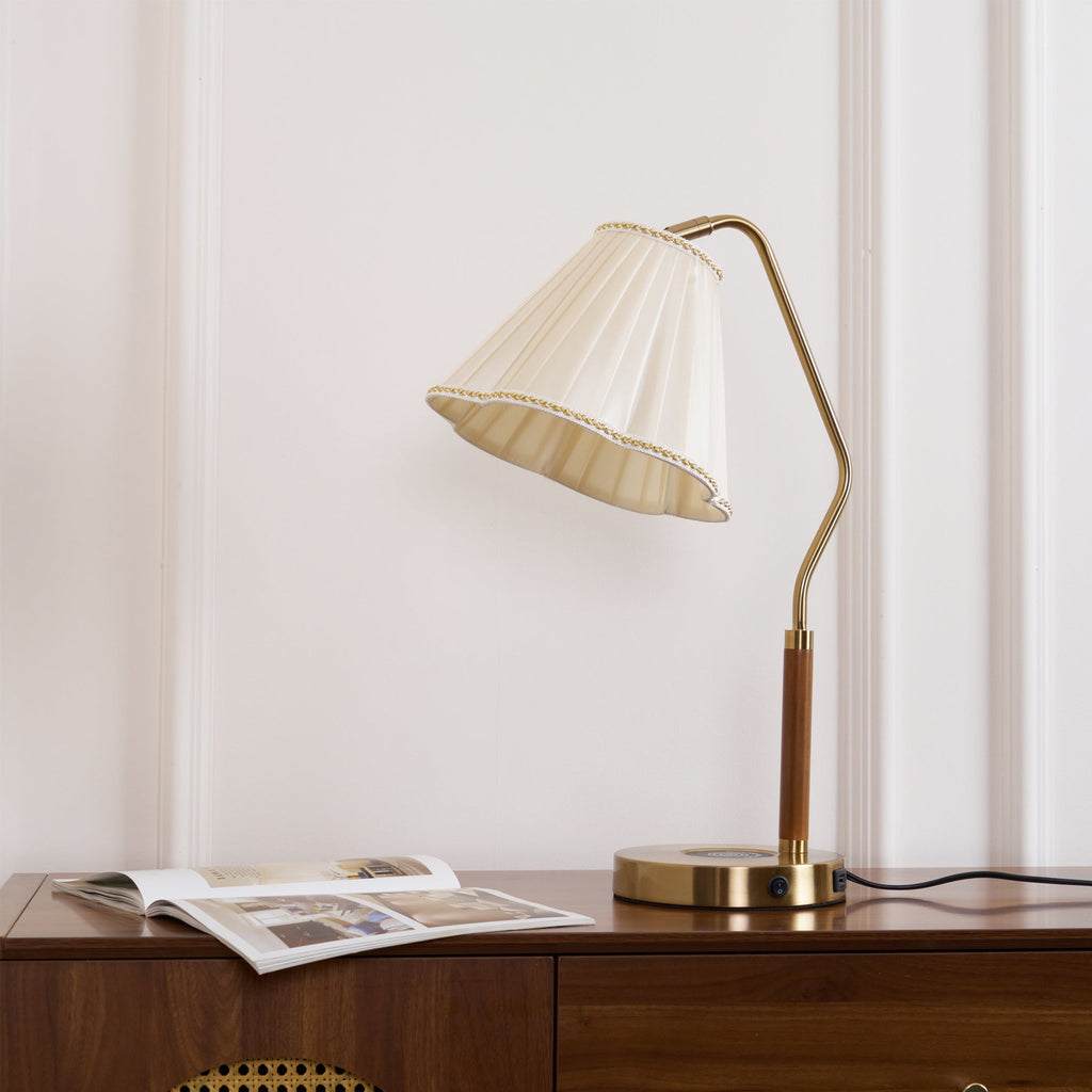 Bellora Luxe Fabric Table Lamp With Gold Base, Linen Shade | Senket