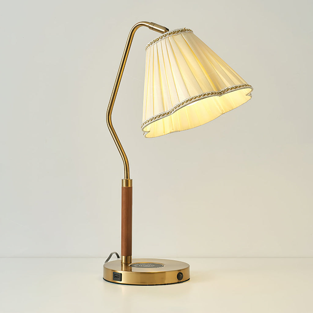 Bellora Luxe Fabric Table Lamp With Gold Base, Linen Shade | Senket