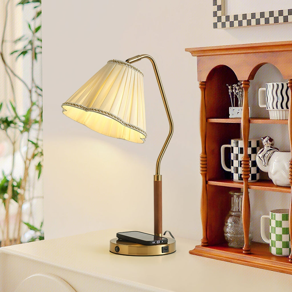 Bellora Luxe Fabric Table Lamp With Gold Base, Linen Shade | Senket