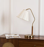 Bellora Luxe Fabric Table Lamp With Gold Base, Linen Shade | Senket