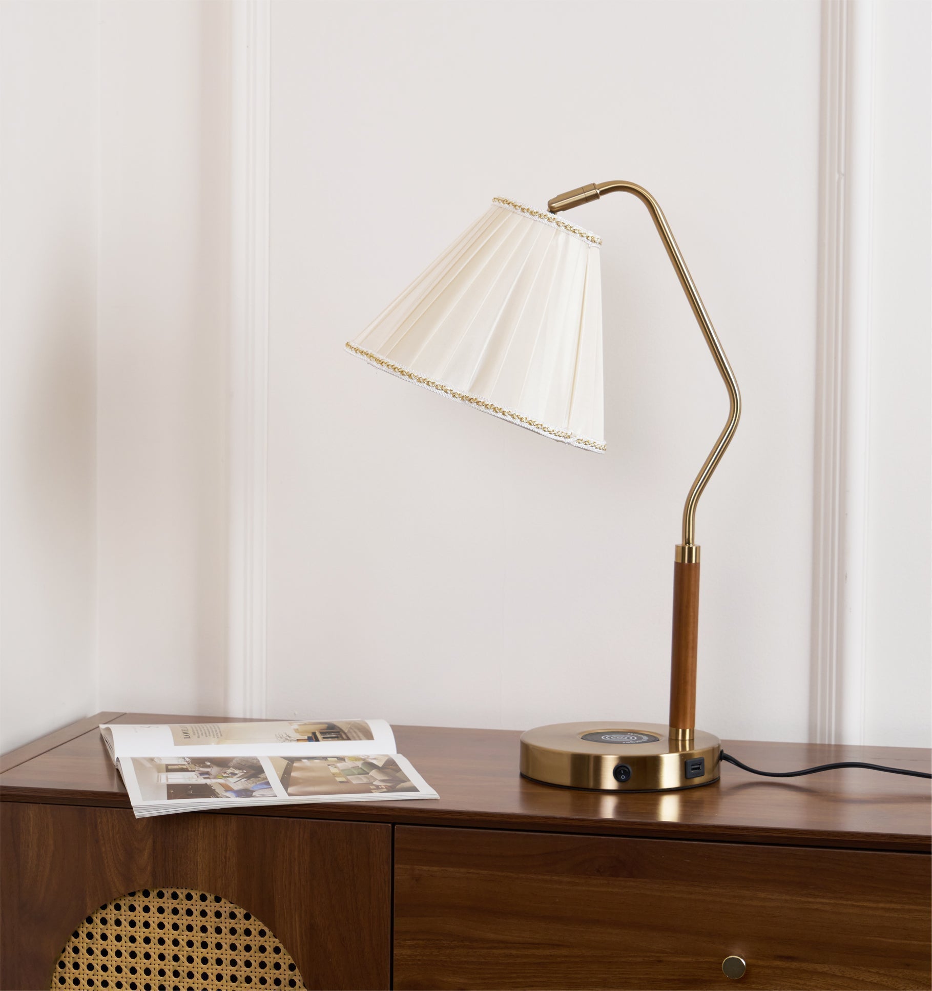 Bellora Luxe Fabric Table Lamp With Gold Base, Linen Shade | Senket