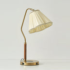 Bellora Luxe Fabric Table Lamp With Gold Base, Linen Shade | Senket