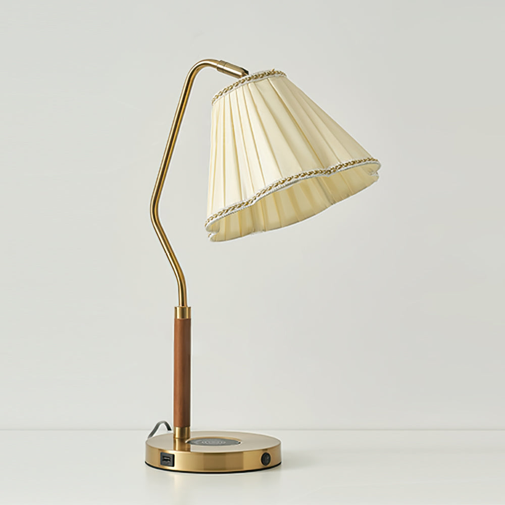 Bellora Luxe Fabric Table Lamp With Gold Base, Linen Shade | Senket