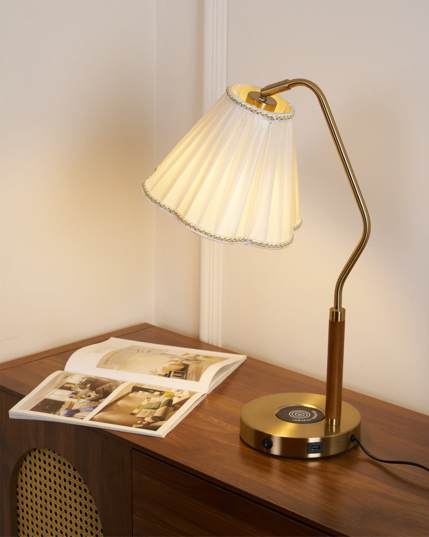 Bellora Luxe Fabric Table Lamp With Gold Base, Linen Shade | Senket