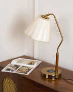 Bellora Luxe Fabric Table Lamp With Gold Base, Linen Shade | Senket