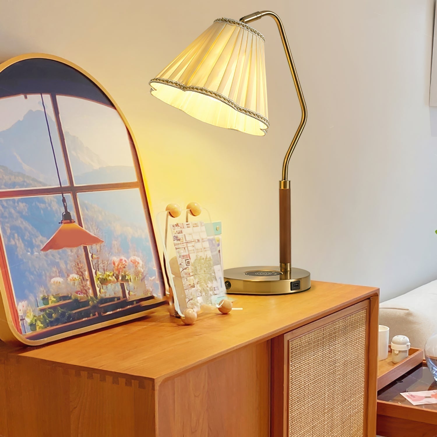 Bellora Luxe Fabric Table Lamp With Gold Base, Linen Shade | Senket