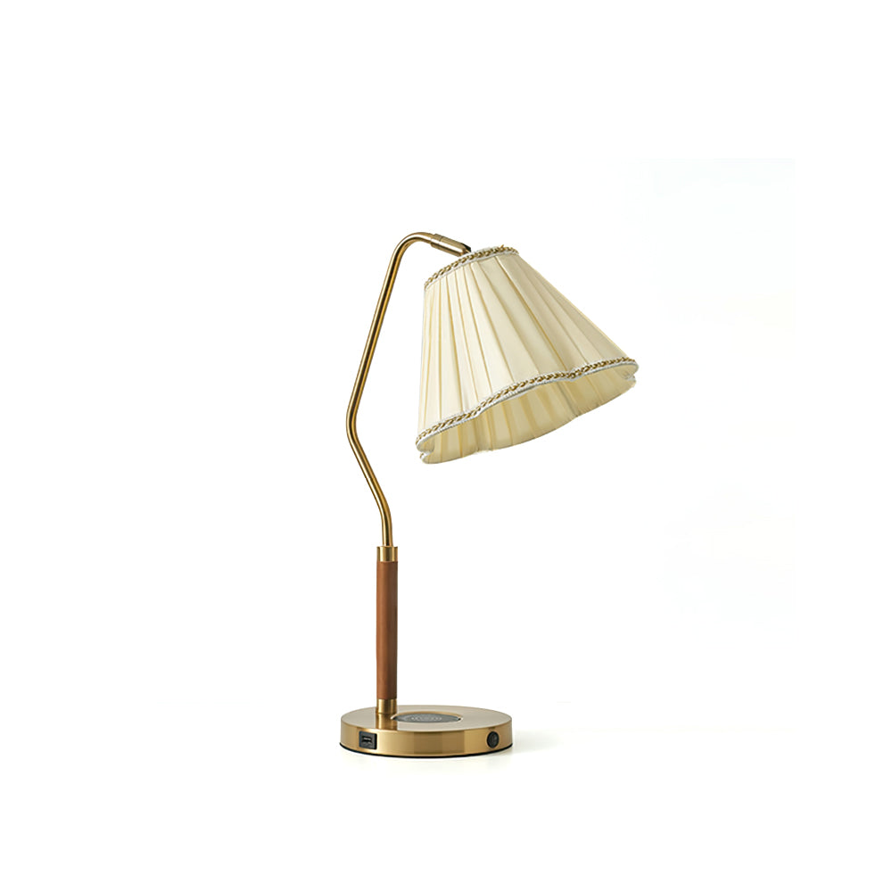 Bellora Luxe Fabric Table Lamp With Gold Base, Linen Shade | Senket