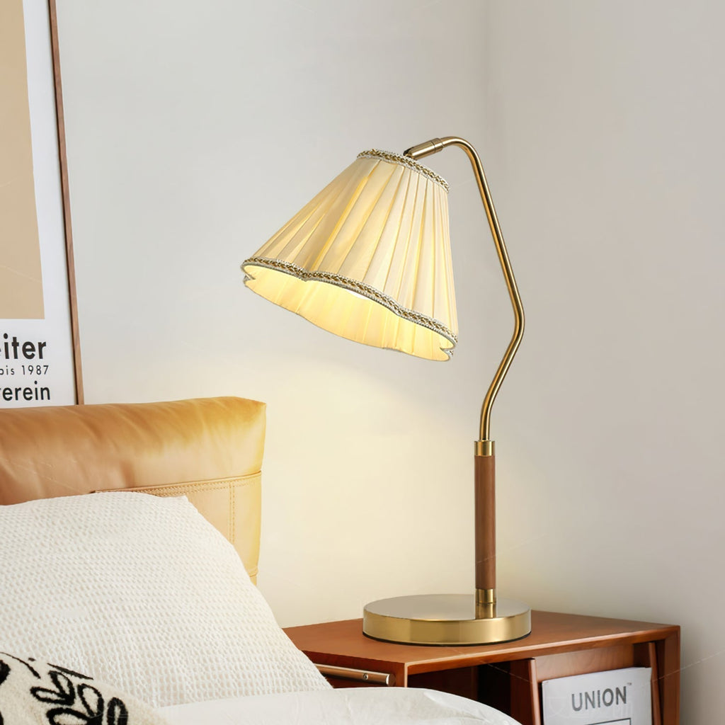 Bellora Luxe Fabric Table Lamp With Gold Base, Linen Shade | Senket