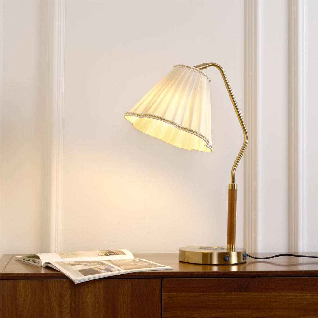 Bellora Luxe Fabric Table Lamp With Gold Base, Linen Shade | Senket