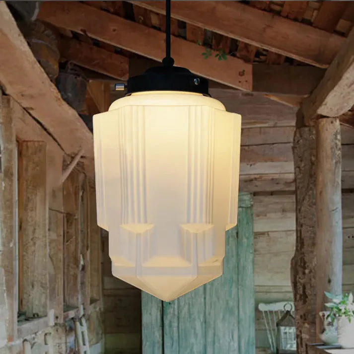 LumaVint Retro Geometric Milk Glass Pendant Light Fixture | Senket