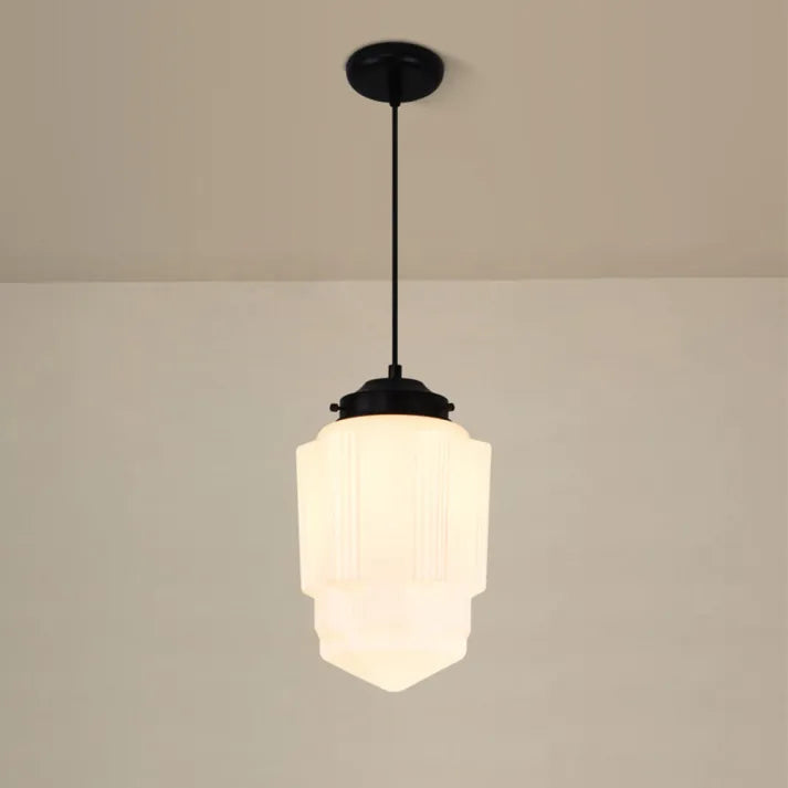 LumaVint Retro Geometric Milk Glass Pendant Light Fixture | Senket