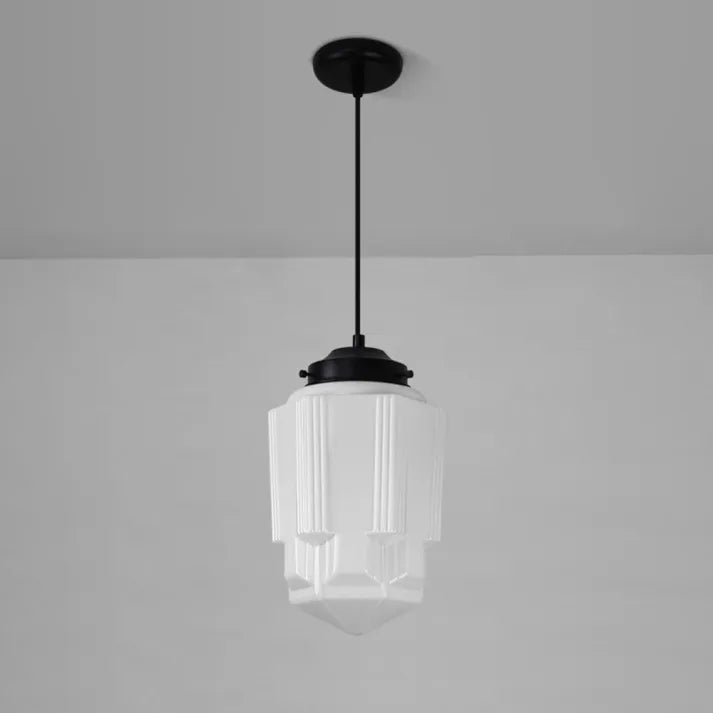 LumaVint Retro Geometric Milk Glass Pendant Light Fixture | Senket